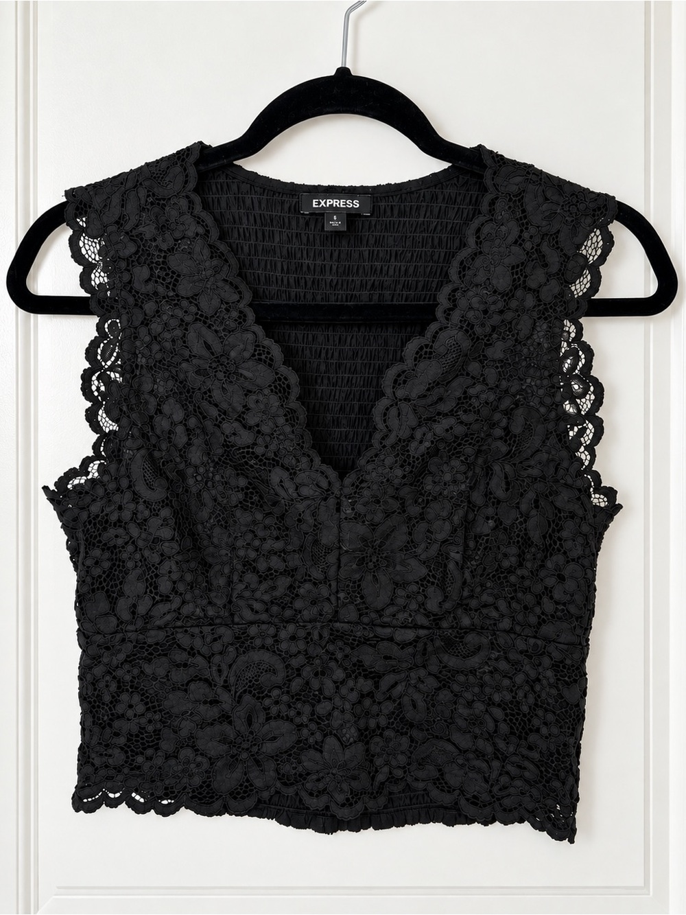 Express Black Lace Crop Top Size S